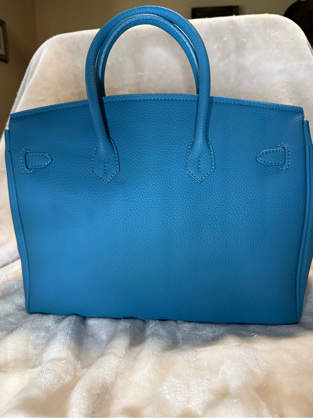 Faux Birkin Satchel with Gold-Tone Hardware - Picture 5 of 10